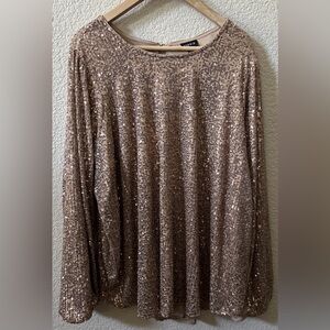 Torrid size 3 (3X) Gold Sequin Sparkle Long Sleeve Blouse Fully Lined •2023
